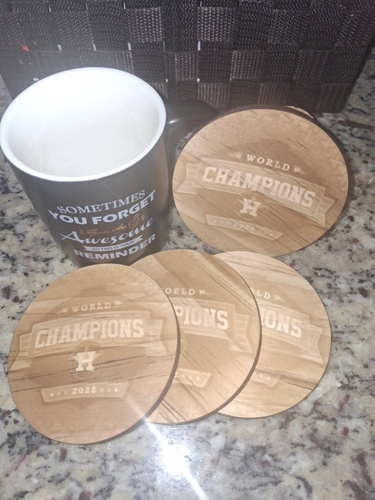 (Personalized Item) Coaster Set - Black Slate or Wood