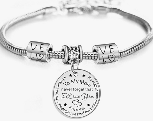 (Personalized Item)  "To My Mom" Charm Bracelet – A Timeless Expression of Love