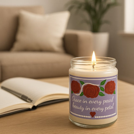 "Grace in Every Pearl, Beauty in Every Petal"- White Sage & Lavender Candle