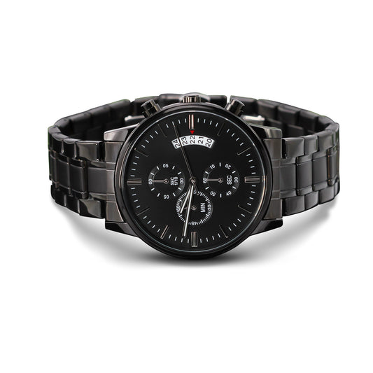 (Personalized Item) Customizable Engraved Black Chronograph Watch