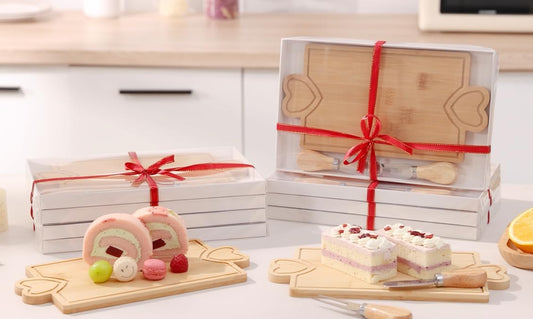 (Personalized Item) Heart-Handled Bamboo Charcuterie Board Gift Set