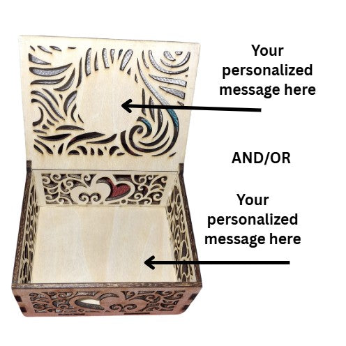 Handcrafted Wooden Jewelry Box with Heart Engraving – "Love You"