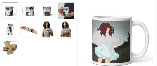 "Lady with Wings" - White glossy mug