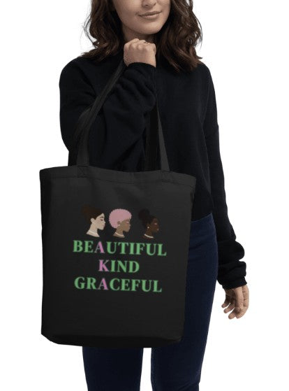 "Beautiful. Kind. Graceful." Organic Cotton Tote Bag
