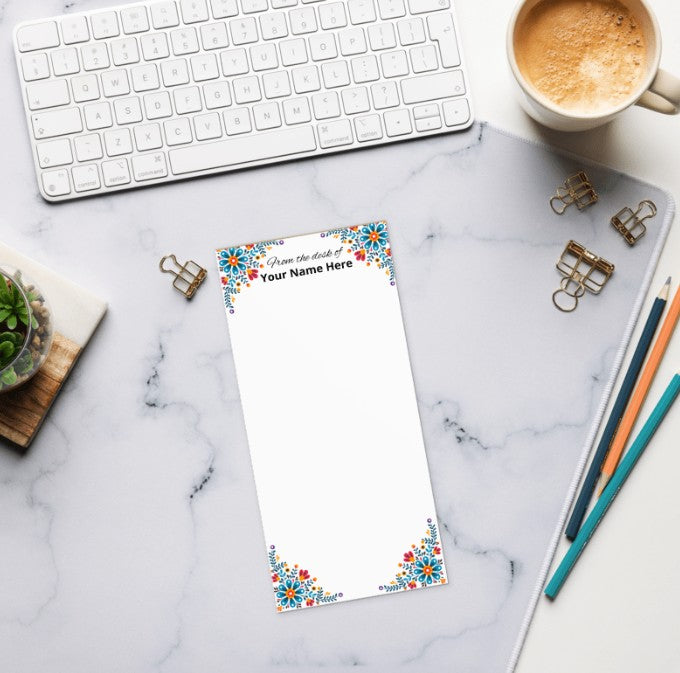 (Personalized Item) "From the Desk of" Notepad (Spring Flowers Theme/Magnetic)