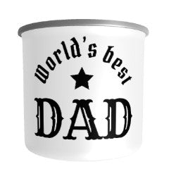 (Personalized Item) "World's Best Dad w/Fun Nutrition Facts" Enamel Mug