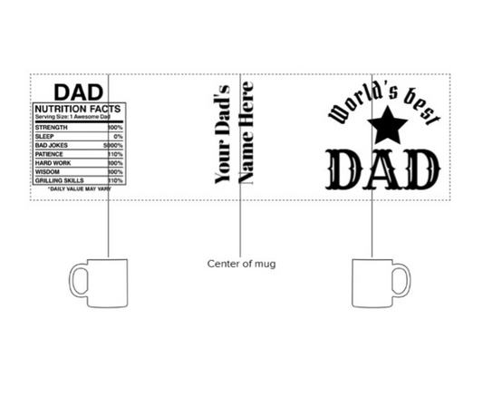 (Personalized Item) "World's Best Dad w/Fun Nutrition Facts" Enamel Mug