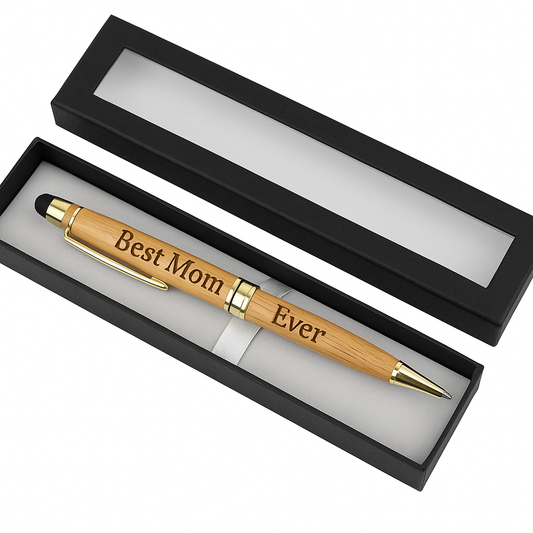 (Personalized Item) Nature Bamboo Wooden Pen w/Stylus Tip
