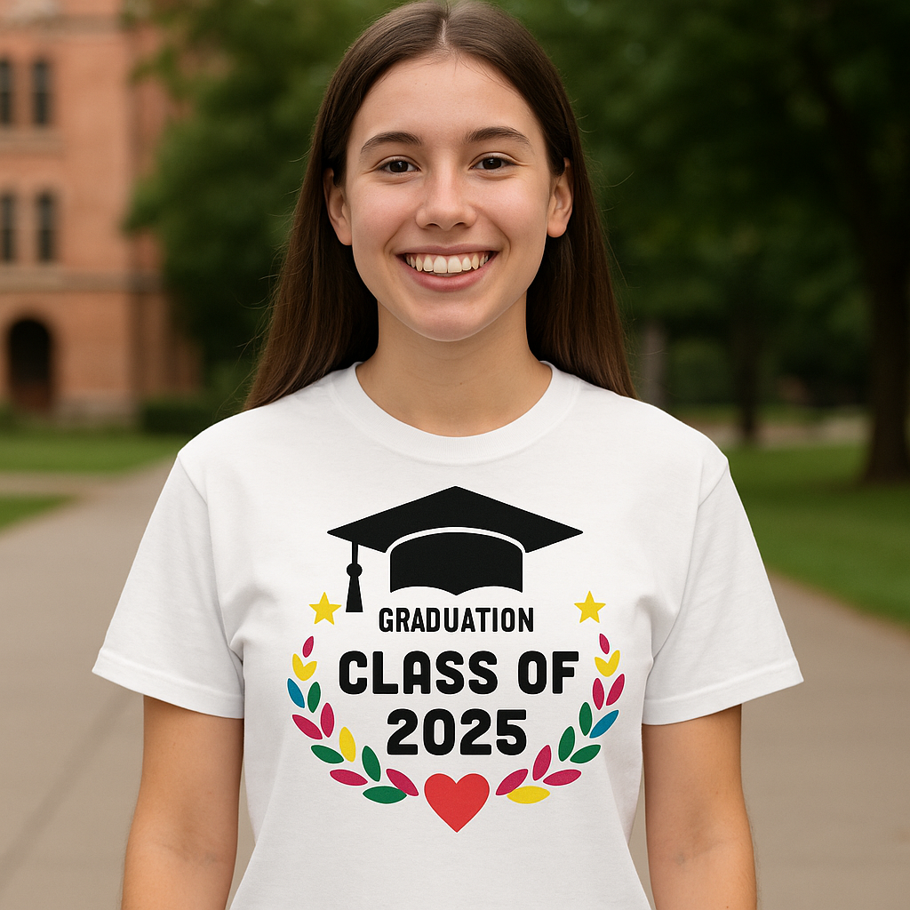 Celebrate Graduation in Style: Graduation Heart & Flowers (Unisex T-Shirt)