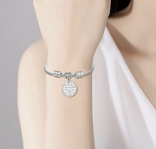 (Personalized Item)  "To My Mom" Charm Bracelet – A Timeless Expression of Love